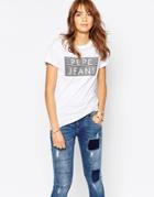 Pepe Jeans Logo T-shirt With Flock Detail - White
