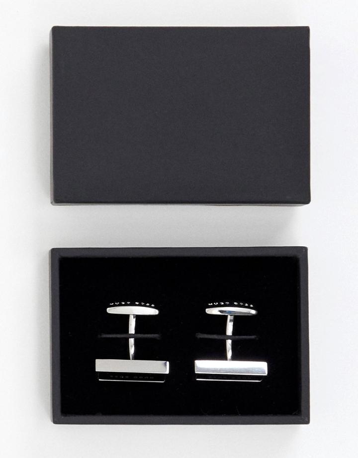 Boss Red Rectangle Logo Cufflinks In Black - Black