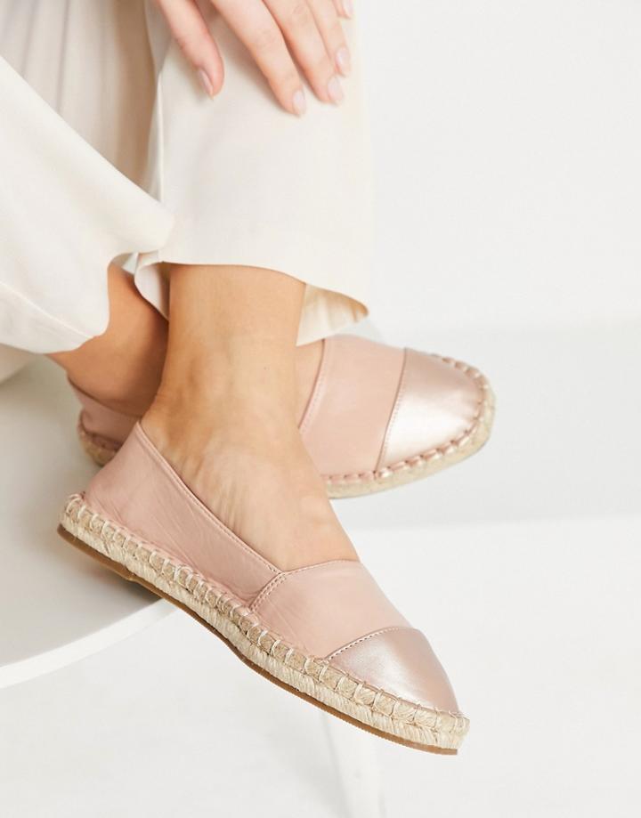Asos Design Joy Toe-cap Espadrilles In Pink And Rose Gold-neutral