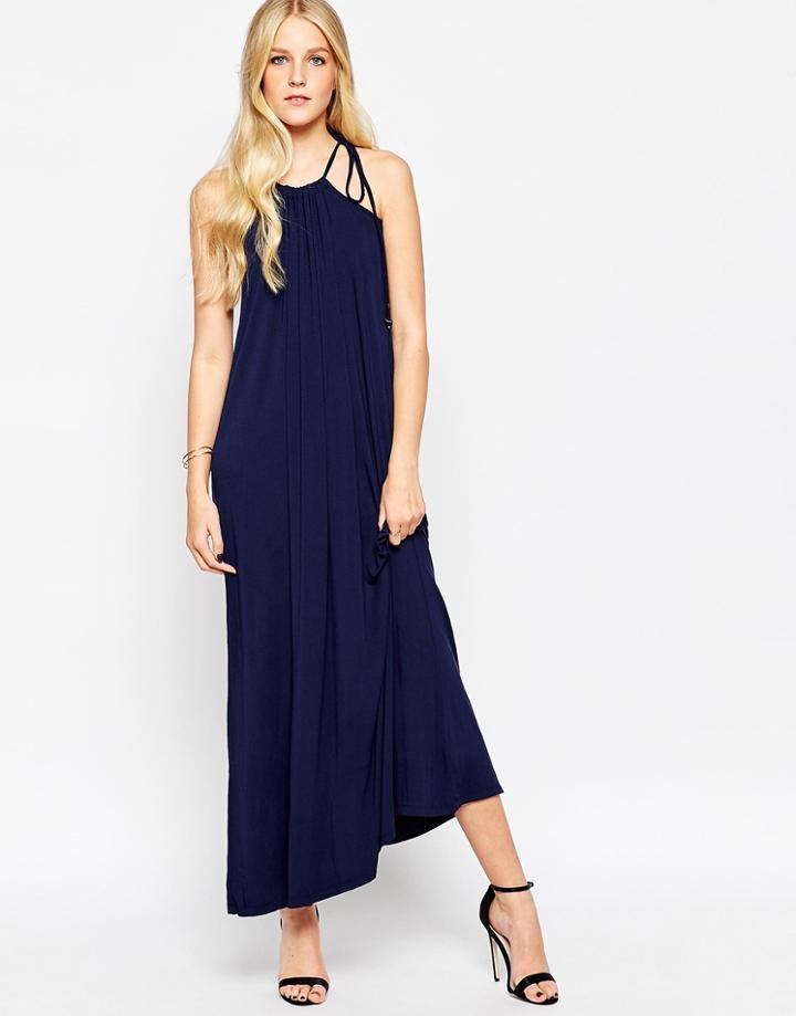Vila Halterneck Maxi Dress - Black Iris