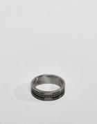 Simon Carter Patterned Band Ring In Antique Finish - Silver