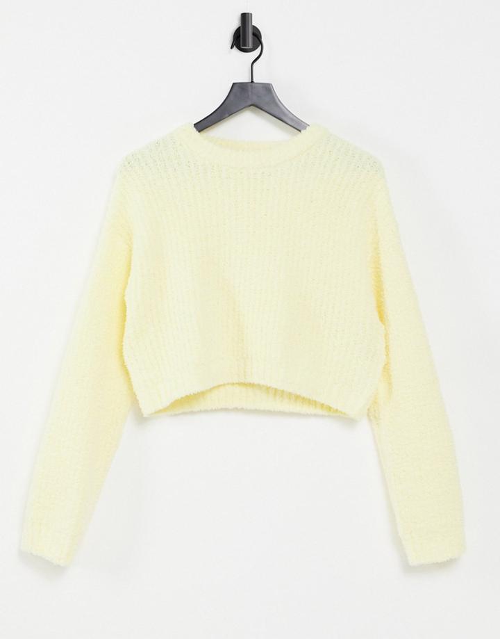 Bershka Soft Touch Crew Neck Sweater In Butter Yellow