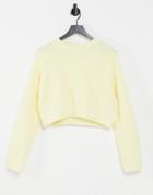 Bershka Soft Touch Crew Neck Sweater In Butter Yellow