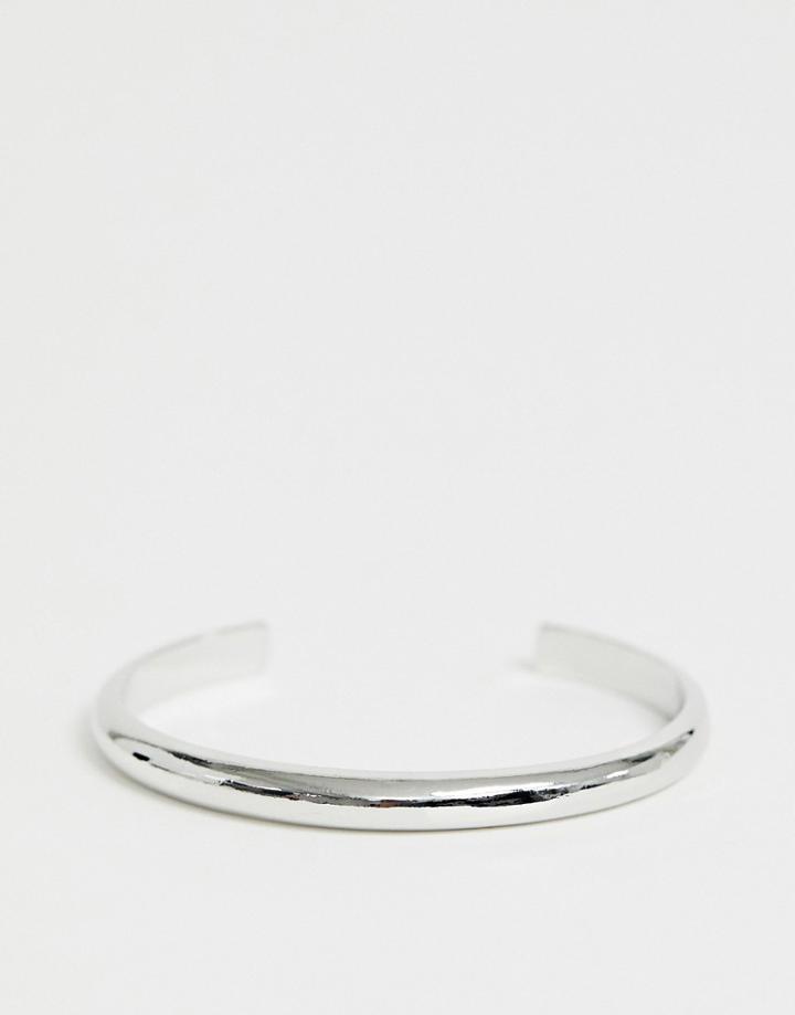 Asos Design Cuff Bracelet In Sleek Minimal Design In Silver - Silver
