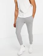 Topman Set Skinny Sweatpants In Gray Heather-grey