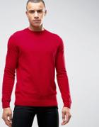 New Look Sweater With Skinny Rib Neck In Red - Red
