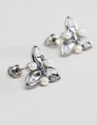 Johnny Loves Rosie Rhinestone & Pearl Stud Earrings - White