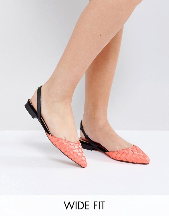 Asos Liar Wide Fit Pointed Ballet Flats - Pink