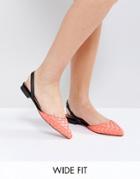 Asos Liar Wide Fit Pointed Ballet Flats - Pink
