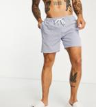 Pull & Bear Striped Swim Shorts In Blue - Exclusive To Asos