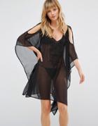 Pia Rossini Palermo Cold Shoulder Beach Coverup - Black
