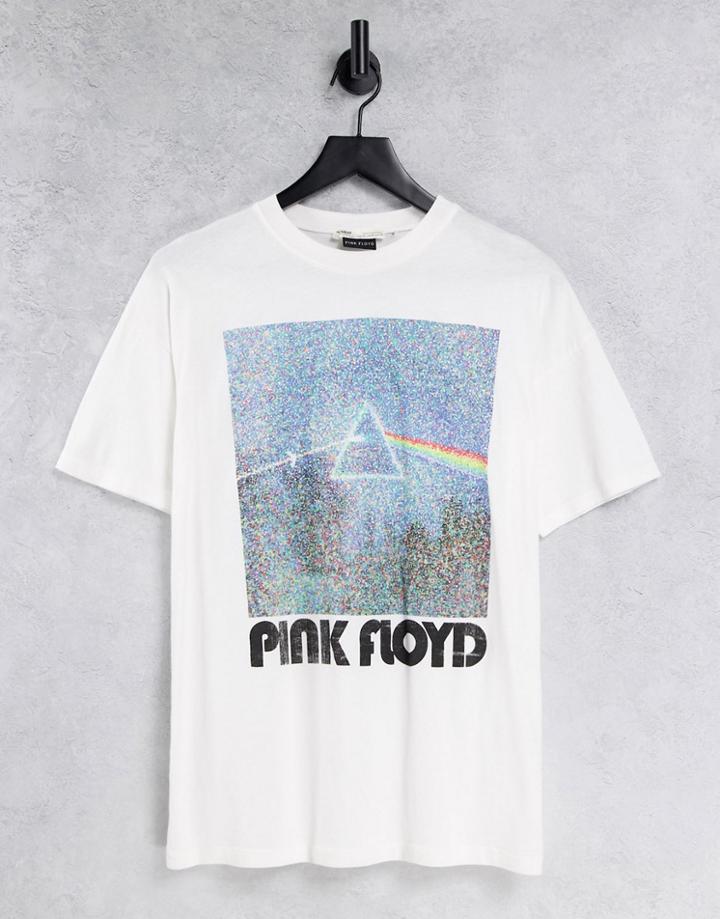Pull & Bear Pink Floyd Graphic Tee In White