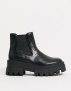Pull & Bear Short Platform Chelsea Boot With Cleated Sole In Black