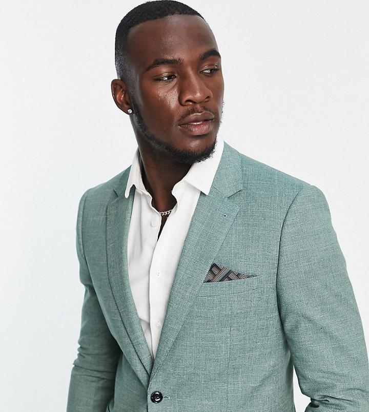 Harry Brown Tall Wide Lapel Single Breasted Linen Blazer-green