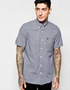 Fred Perry Shirt In Gingham Check Short Sleeves In Blue - Blue