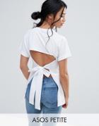 Asos Petite T-shirt With Open Back - White