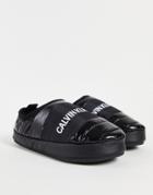 Calvin Klein Jeans Warm Lining Logo Slipper In Black
