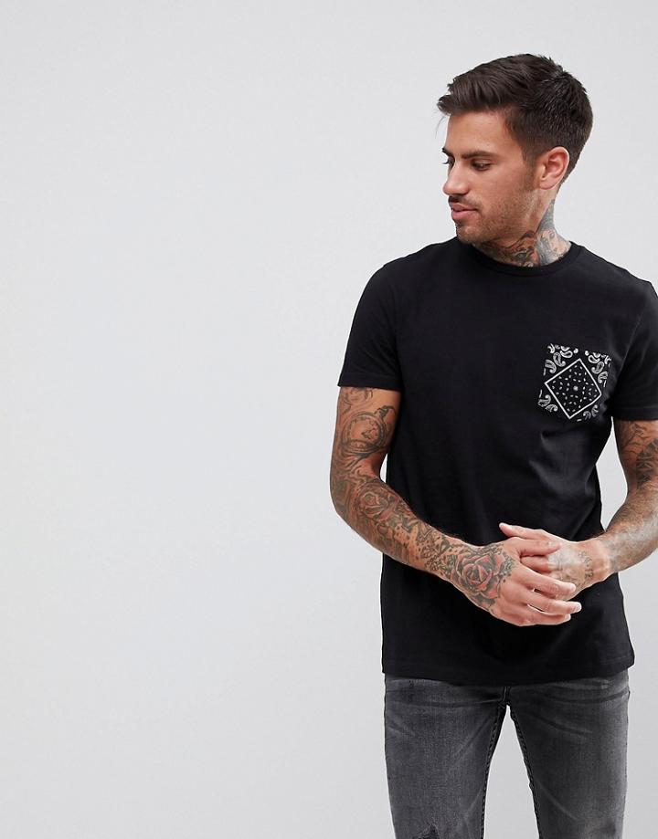 Asos T-shirt In Black With Printed Pocket Print - Black