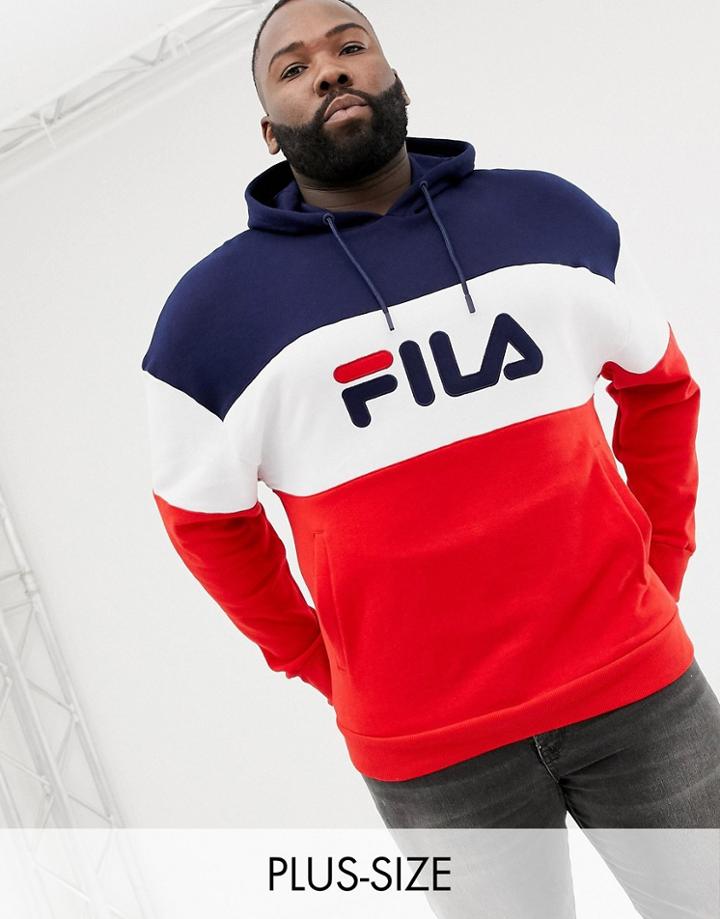 Fila Plus Black Line Rayton Panel Hoodie In Red - Red
