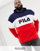 Fila Plus Black Line Rayton Panel Hoodie In Red - Red