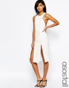 Asos Tall Clean Double Strap Crepe Pencil Midi Dress - Cream