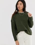 Only Rib Knitted Sweater - Green
