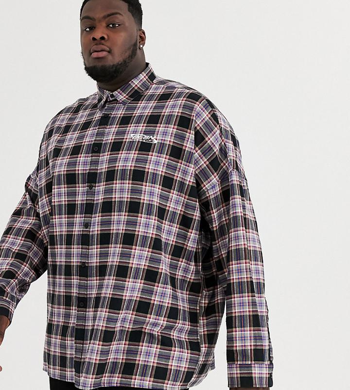 Collusion Plus Check Shirt With Placement Print