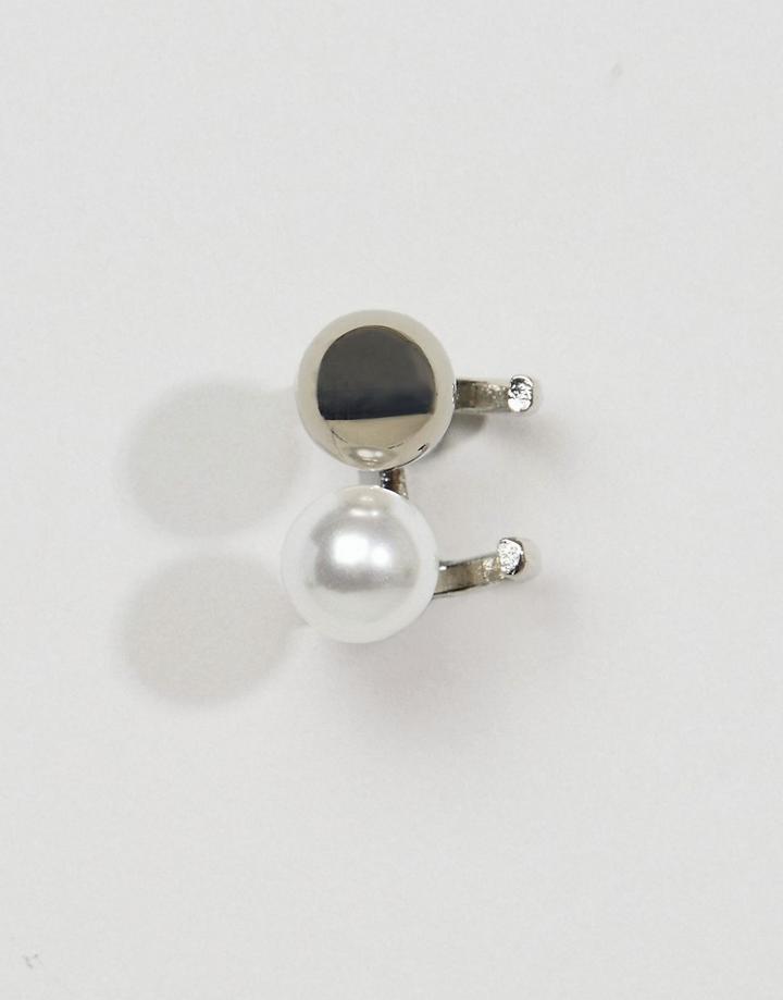 Asos Pearl & Ball Ear Cuff - Cream