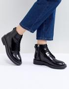 Asos Design Anarchy Leather Lace Up Boots - Black