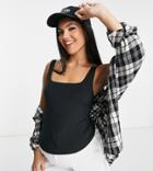 Flounce London Maternity Fitted Round Neck Stretch Tank Top In Black