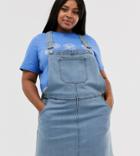 Brave Soul Plus Overall Dress With Pockets-blue