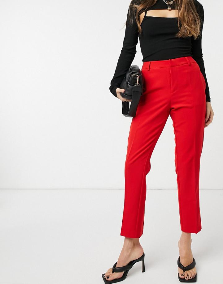 Forever U Pants Set With Satin Trim In Red