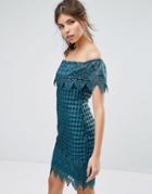 Forever Unique Lace Bardot Dress - Green