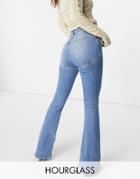 Asos Design High Rise 'lift And Contour' Flare Jeans In Brightwash-blues