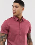 Asos Design Slim Fit Shirt In Rose Pink