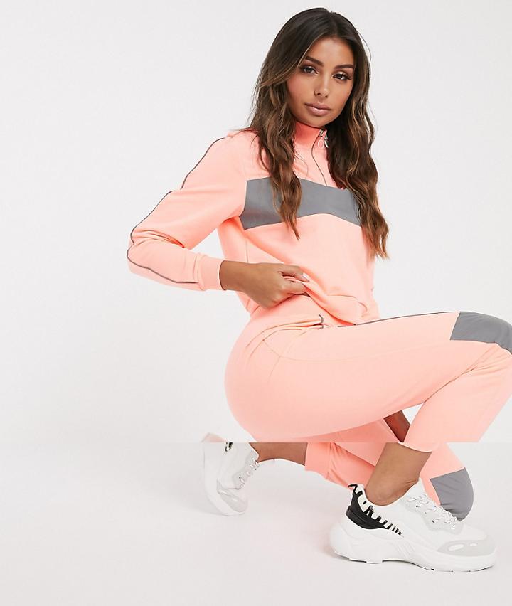 Asos Design Tracksuit Zip Through Sweat With Reflective Panel / Slim Jogger