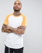 Pull & Bear Raglan T-shirt In Mustard - White