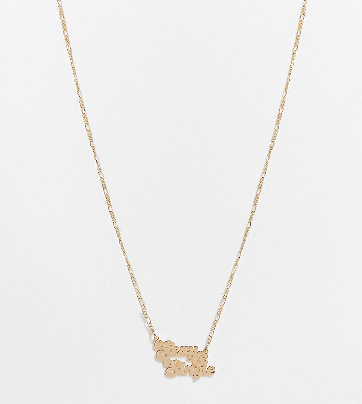 Asos Design Curve Necklace With 'sexy & Single' Pendant In Gold Tone