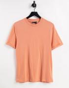 Asos Design Organic T-shirt With Roll Sleeve In Orange