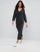 Asos Minimal Jumpsuit In Washed Fabric - Black
