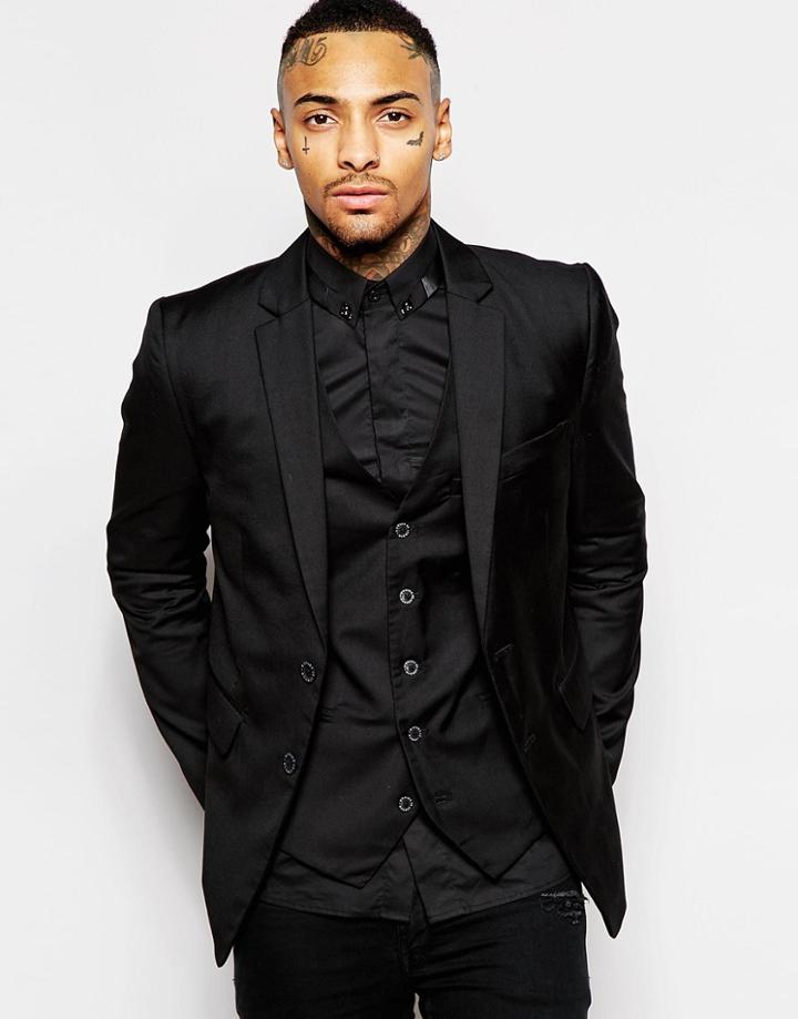 Rogues Of London Suit Jacket In Skinny Fit - Black