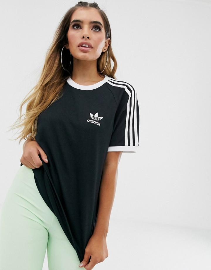 Adidas Originals Adicolor Three Stripe T-shirt In Black