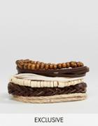Reclaimed Vintage Inspired Bracelet Pack In Brown - Brown