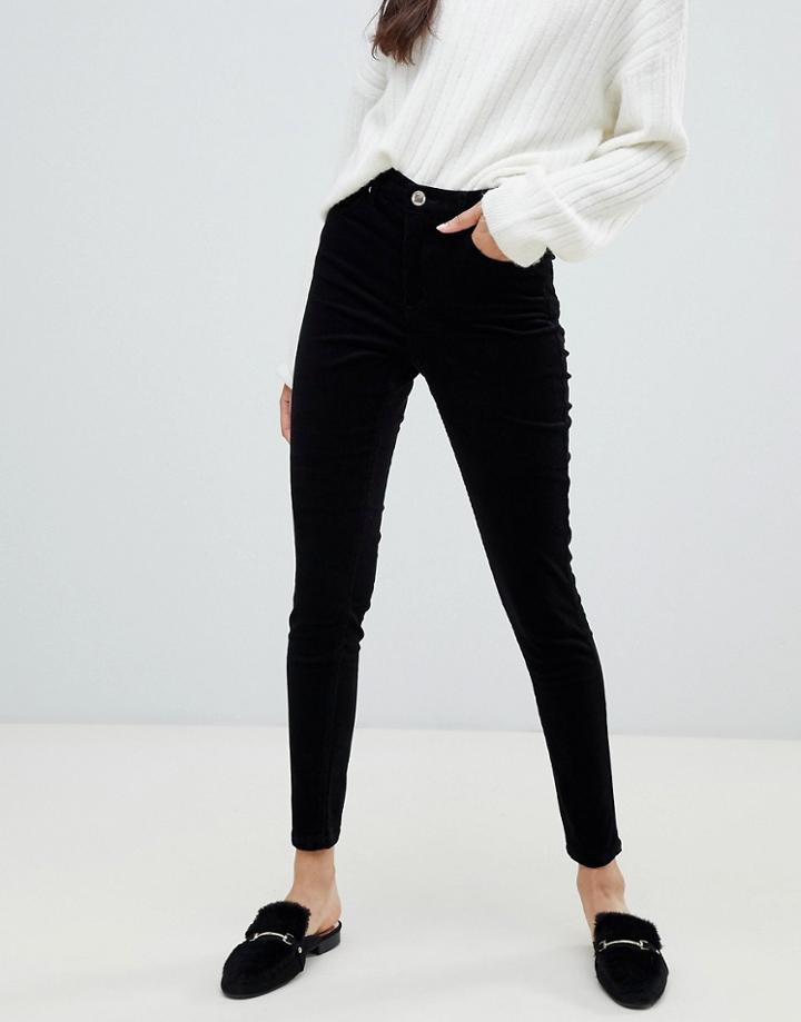 Miss Selfridge Skinny Cord Pants In Black - Black