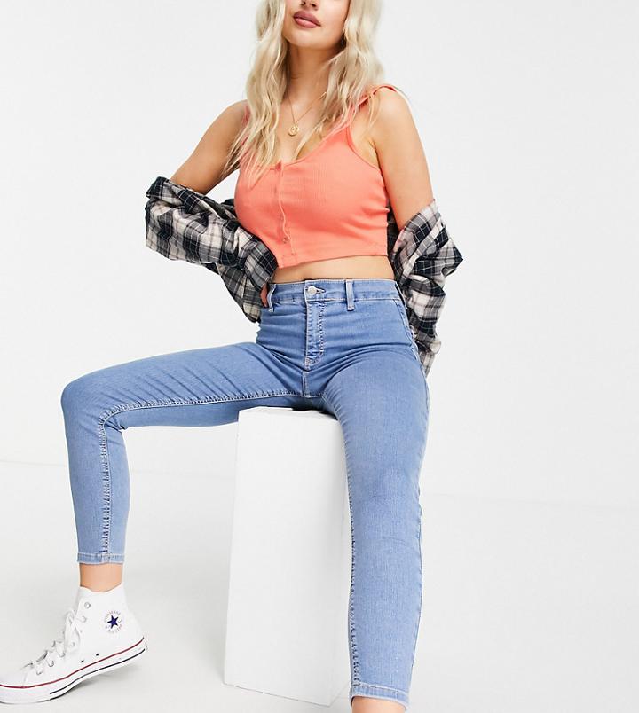 Topshop Petite Bleach Joni Jeans-blues