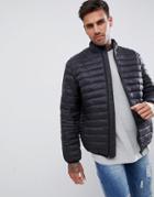 Asos Design Quilted Jacket With Funnel Neck In Black