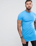 Asos Design Super Longline T-shirt In Blue - Blue