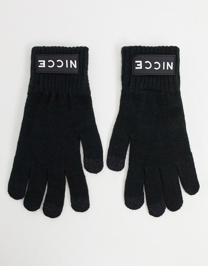 Nicce Knitted Touchscreen Gloves In Black