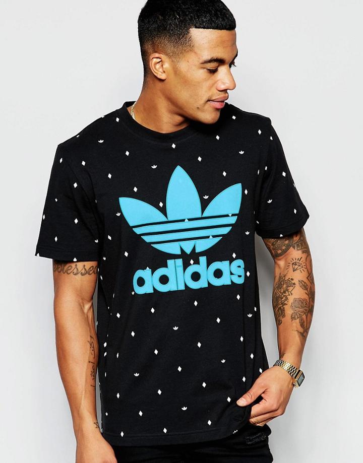 Adidas Original T-shirt In Trefoil Polka Dot Ao0549 - Black