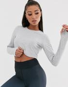 Asos 4505 Crop Long Sleeve Top-gray